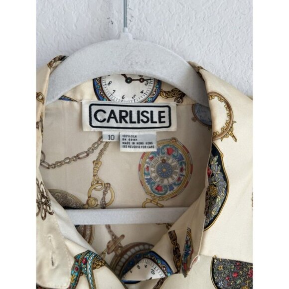 Carlisle Vintage Womens Baroque 100% Silk Button Down Long Sleeve Blouse Size 10 - Picture 5 of 10